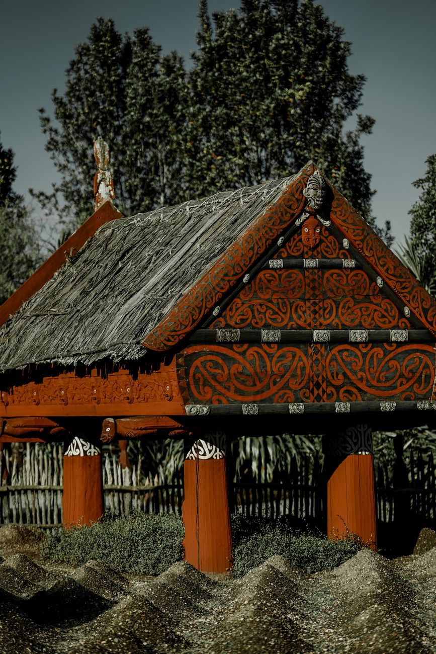 Traditional Maori carving detail in Aotearoa